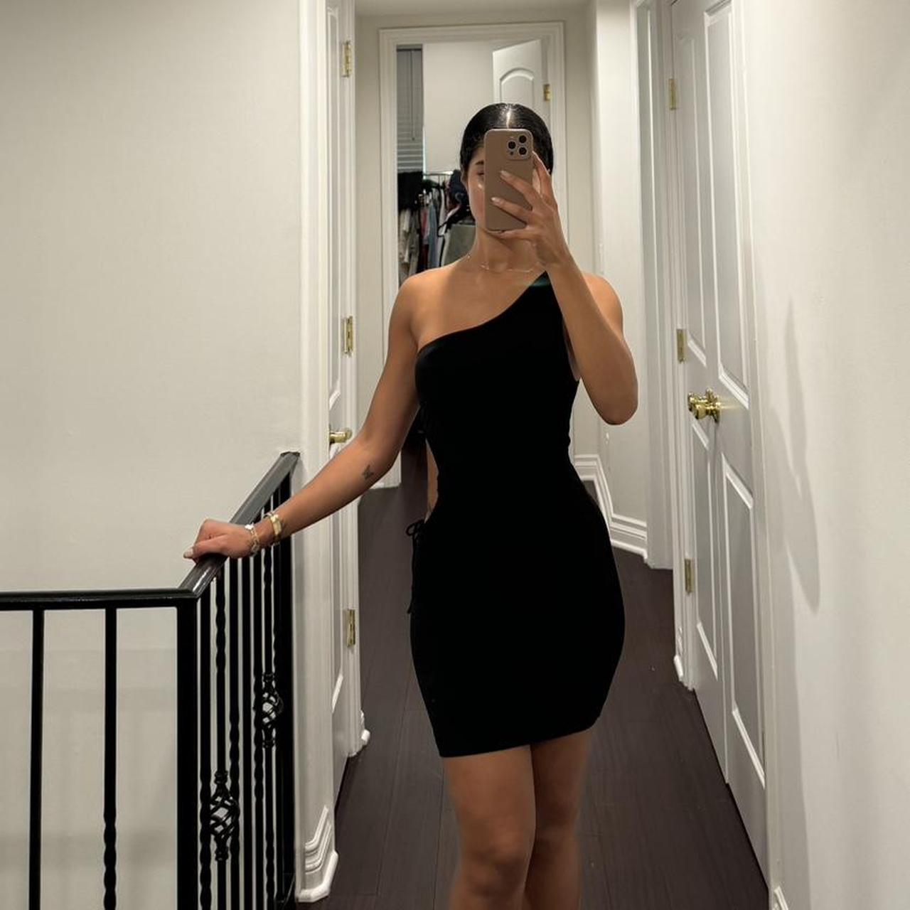 Black one-shoulder mini dress from Revolve Cut Depop
