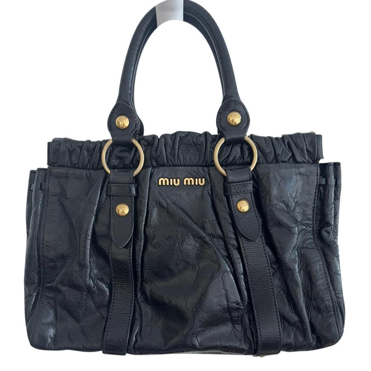 Miu Miu Black Woven Leather Fringe Hobo. Purchased - Depop