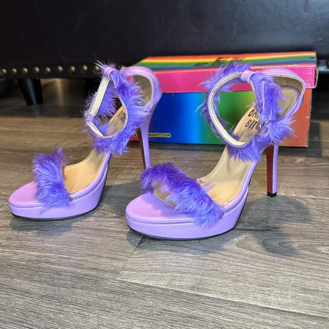 Purple fluffy heels online