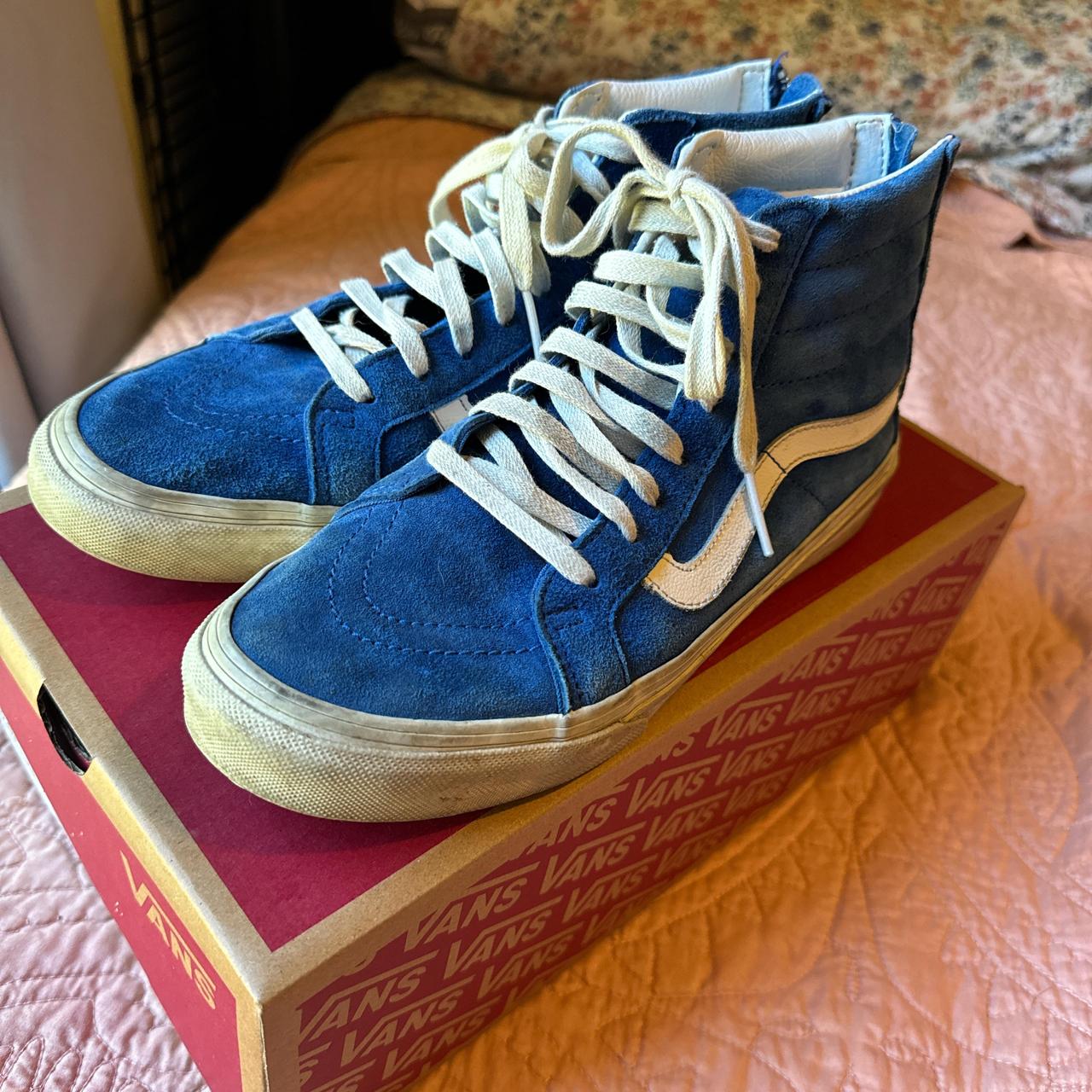 Blue suede high top vans on sale