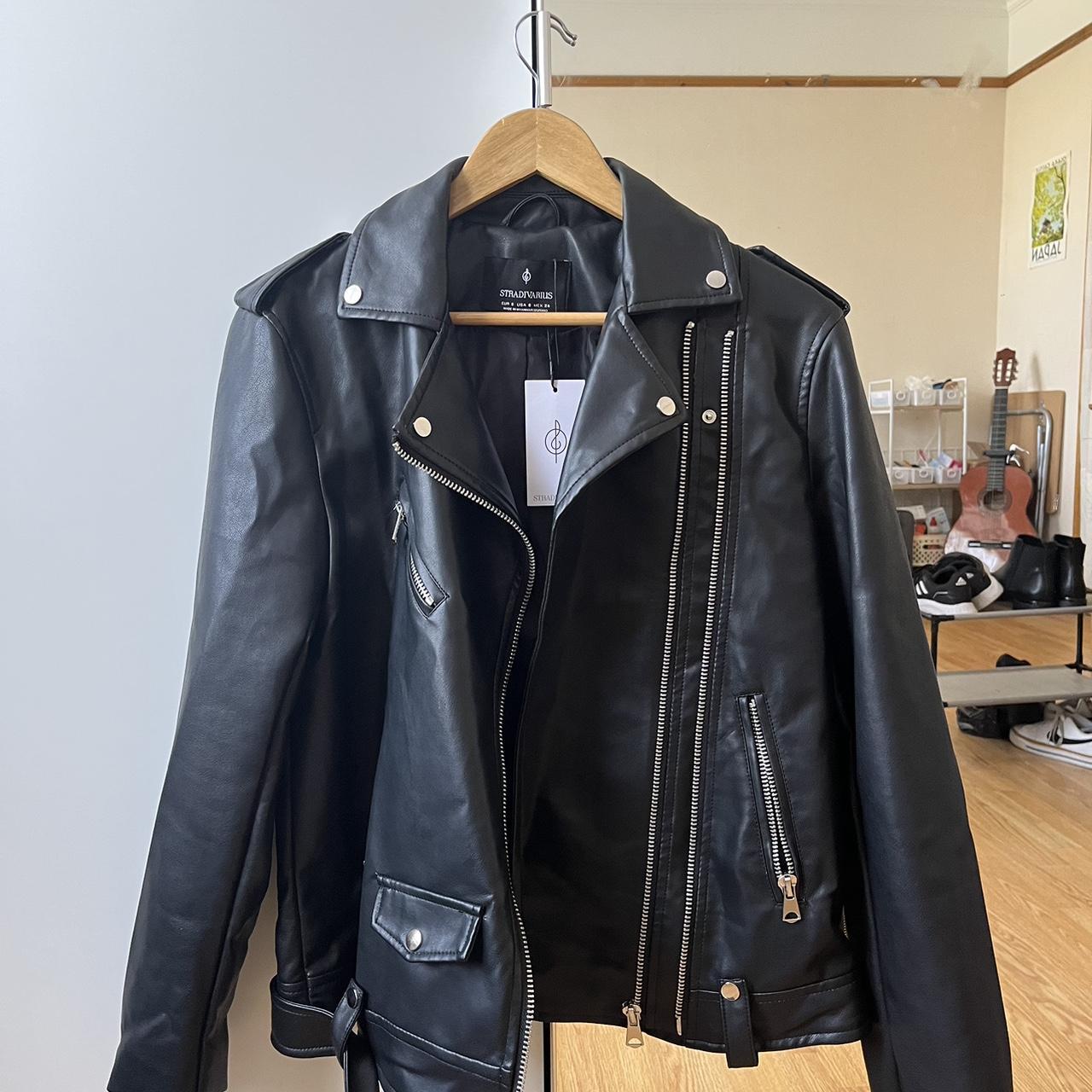 Oversized faux leather biker jacket by