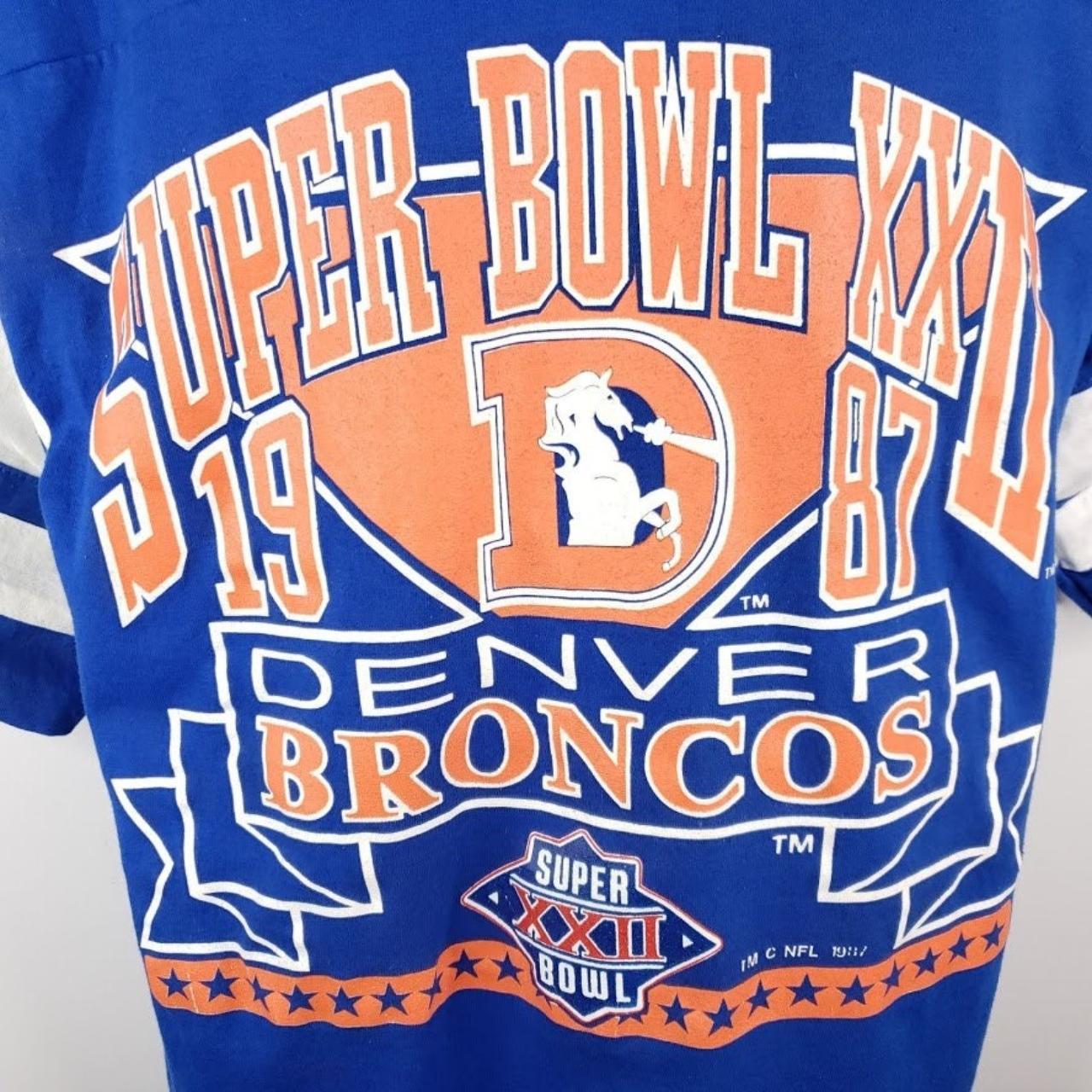 Super Bowl XXII T Shirt Jersey Vintage 80s 1987 Denver Broncos 