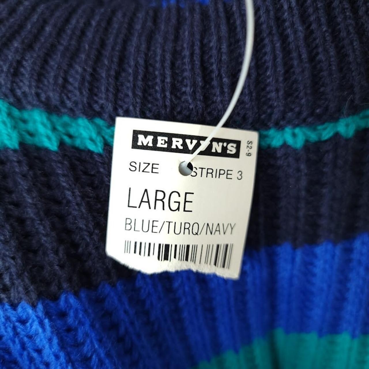 Mervyns Sweater Vintage 80s 90s Striped authentic Winter Wear Blue Purple Mens Size Medium