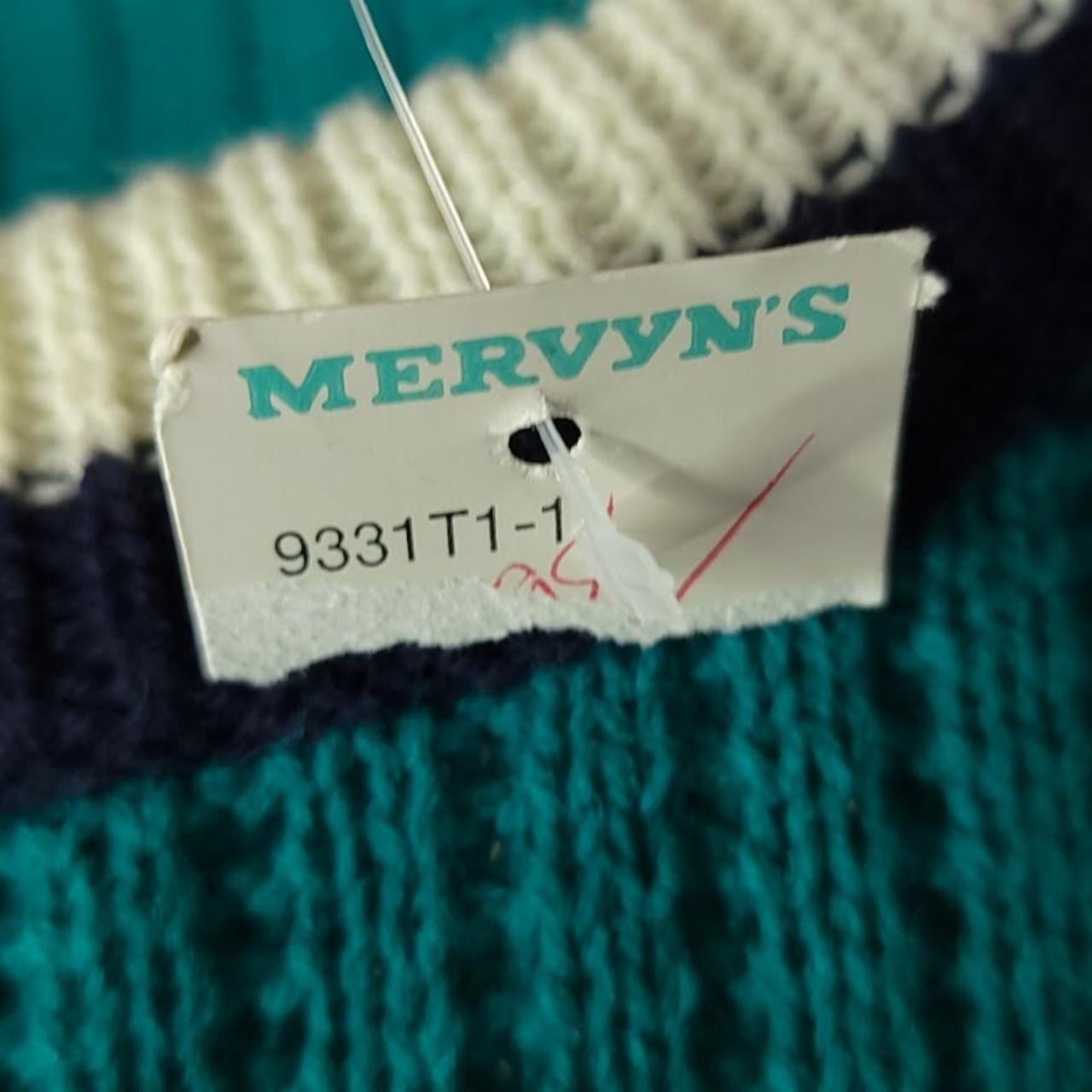 Mervyns Sweater Vintage 80s hot 90s Striped Winter Wear Mens Size Small DEADSTOCK