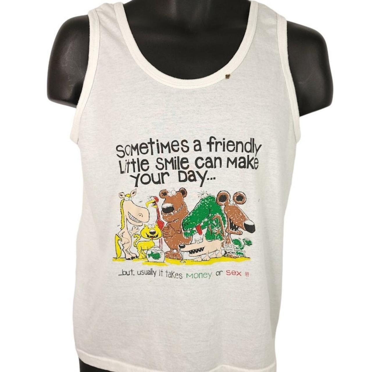 Money Or Sex Cartoon Tank Top Vintage 80s Funny Joke... - Depop