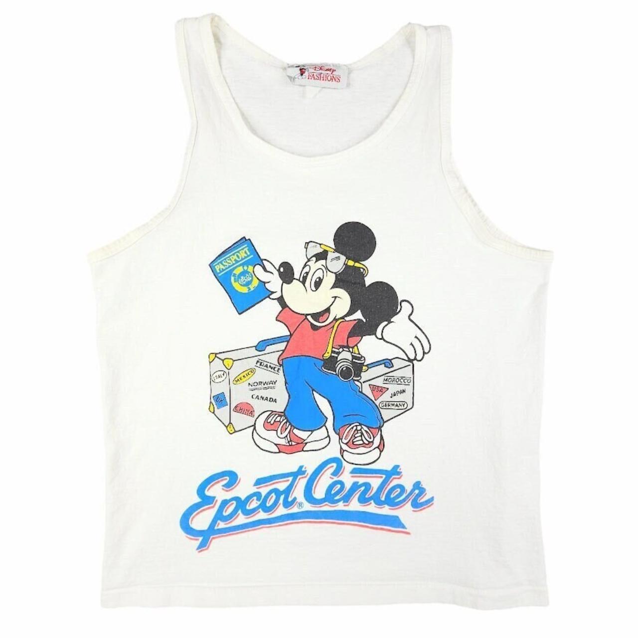 Vintage Mickey Mouse Tank Top Shirt Adult Medium White Disney Cartoon USA  80s