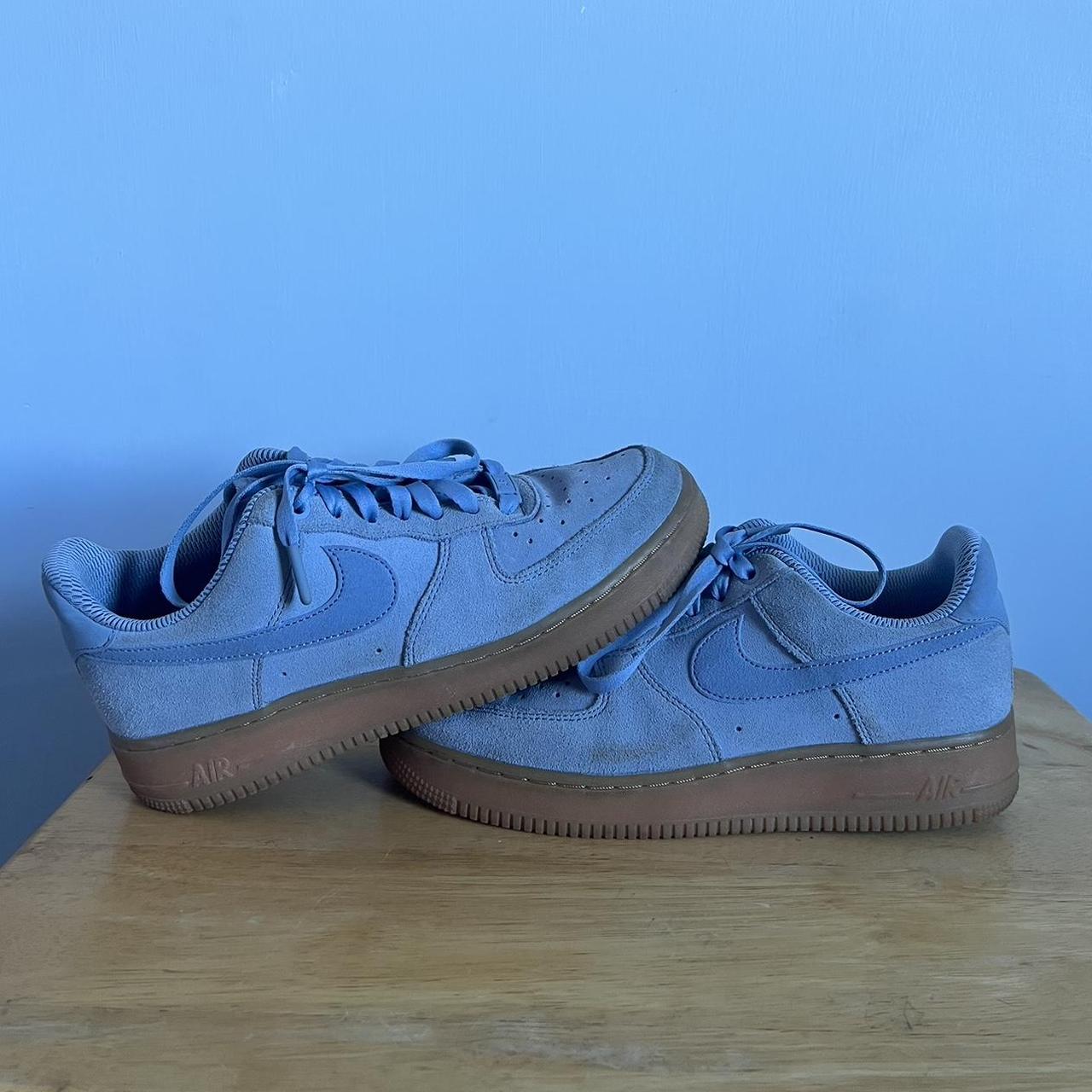 Muted blue air forces with gum bottoms; women’s