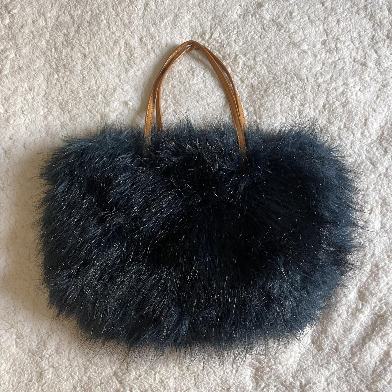 Furry crew cuts vintage, faux, fur handbag - Depop