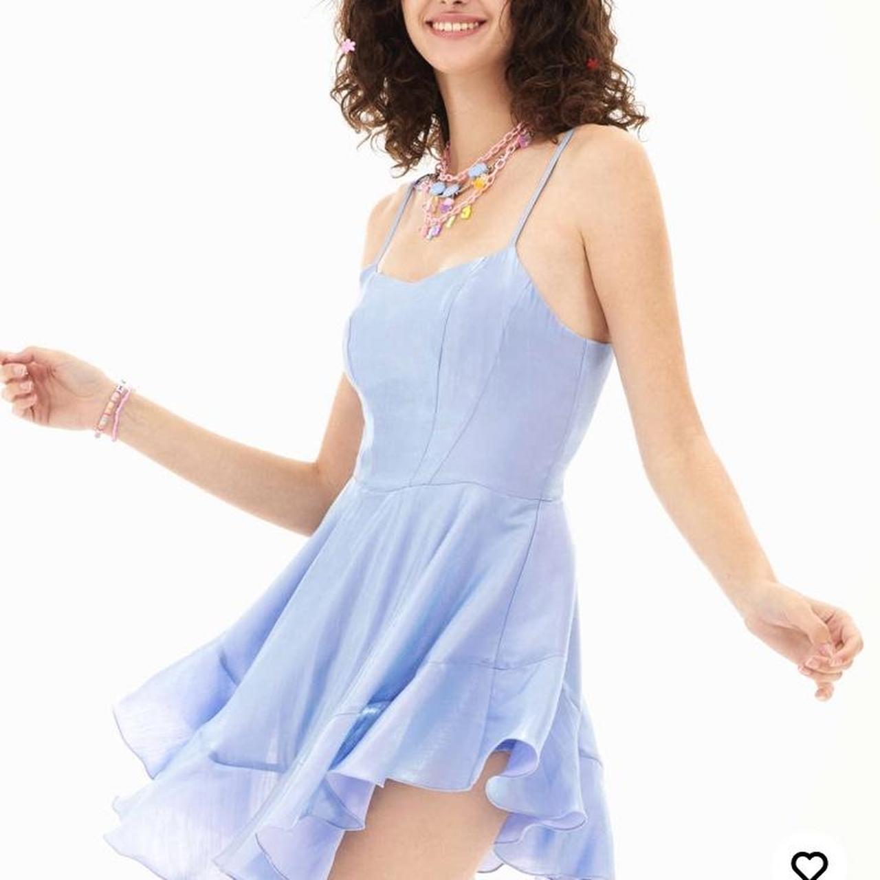 Metallic mini ruffle dress from cider Depop