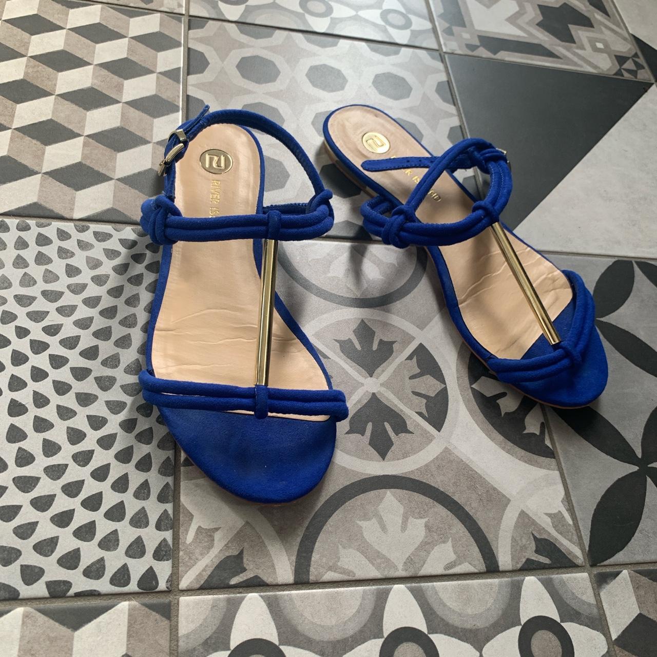 River island cobalt blue flat sandals - size 5 /... - Depop