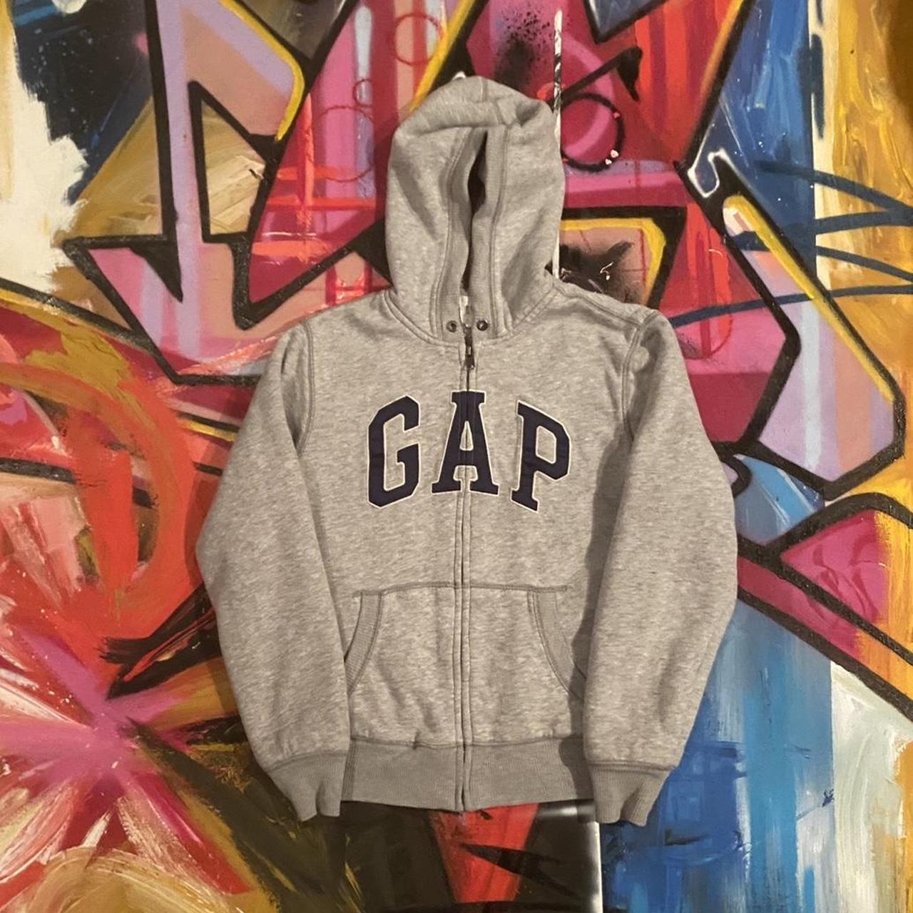 Gap Women's Grey and Navy Hoodie | Depop