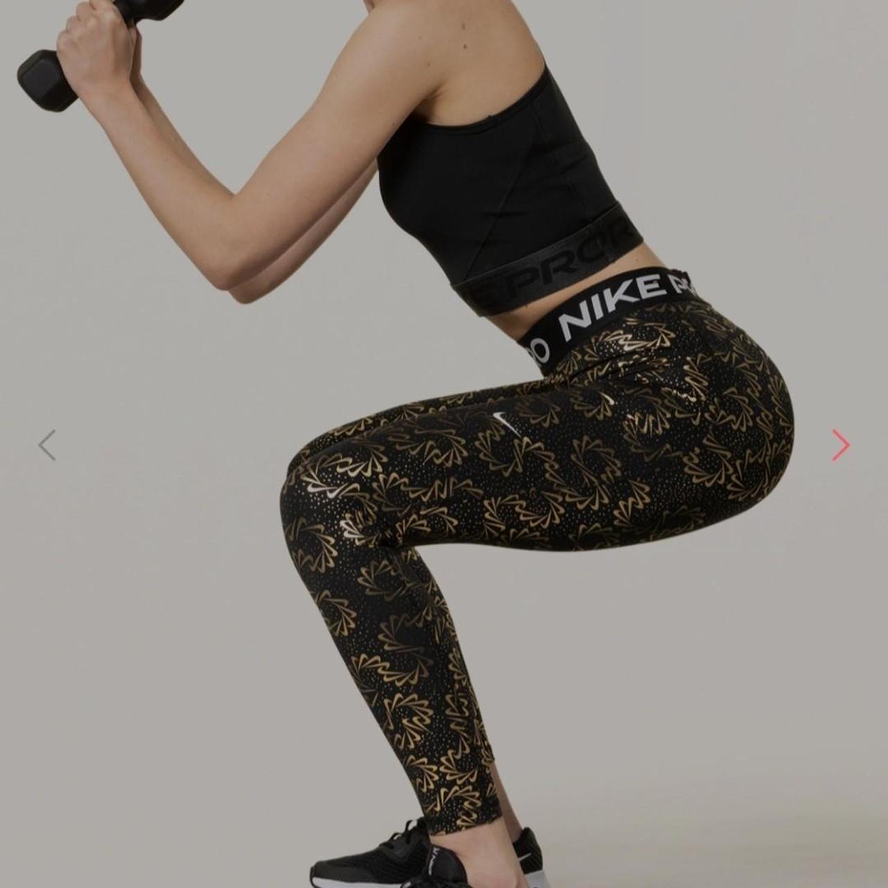 black and gold nike pro leggings