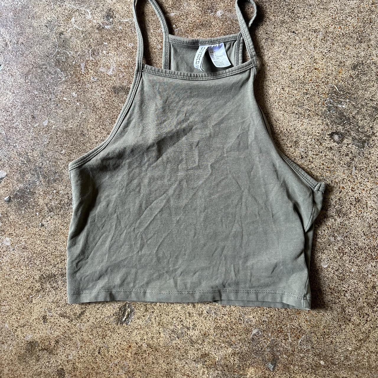 H&M Women's Green and Khaki Vest Depop