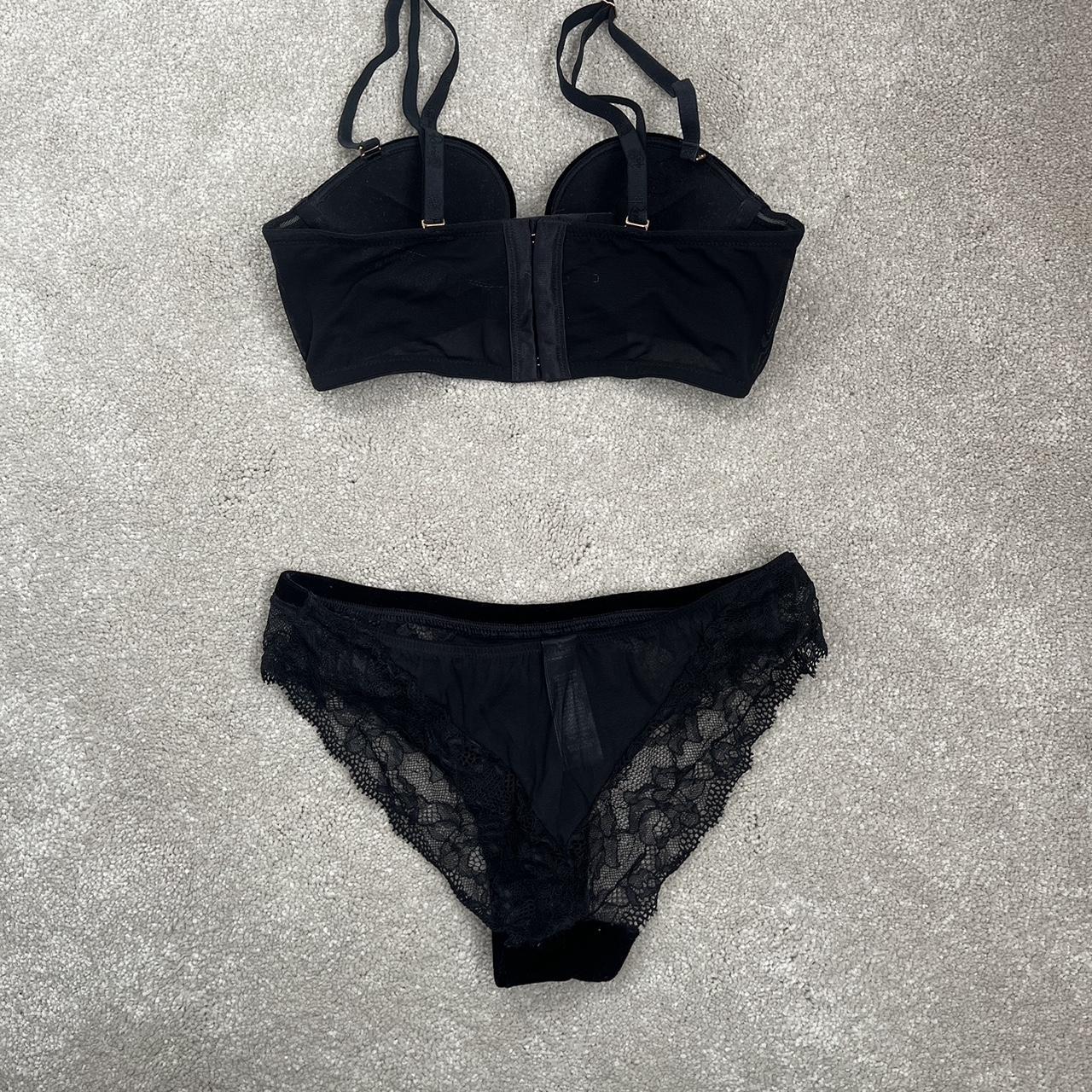 Rosie Huntington for M&S black velvet bra and lace... - Depop