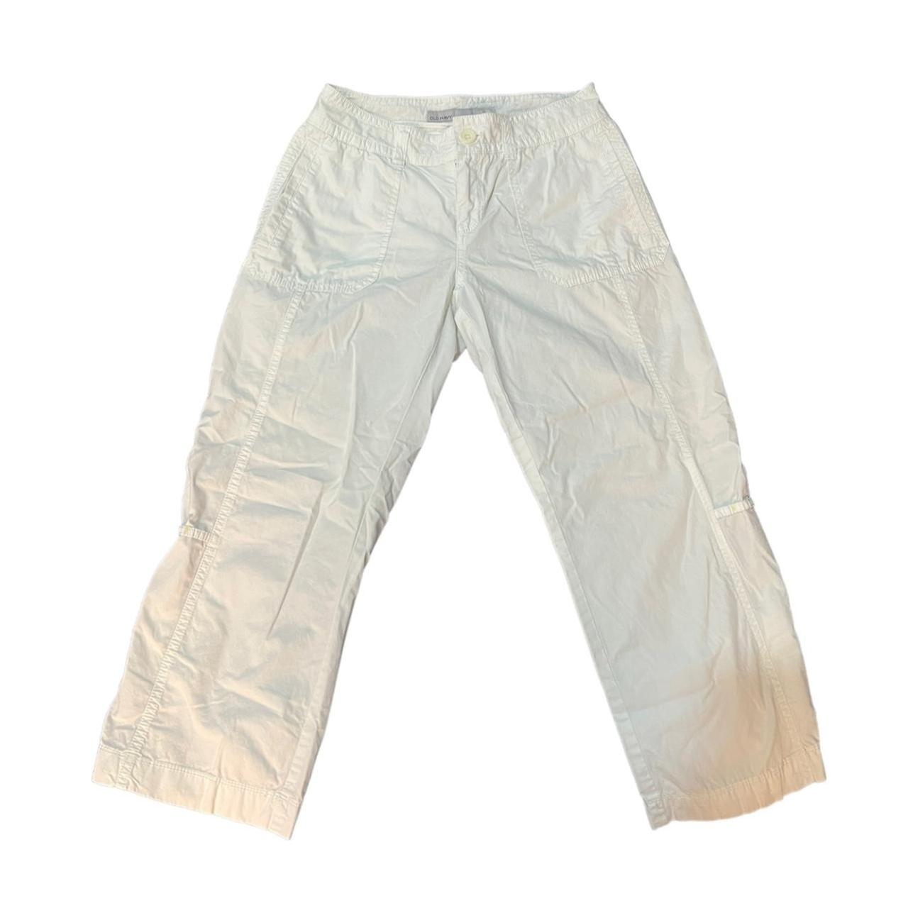 y2k 2000s Low Rise Baggy White Cargo Pants... - Depop