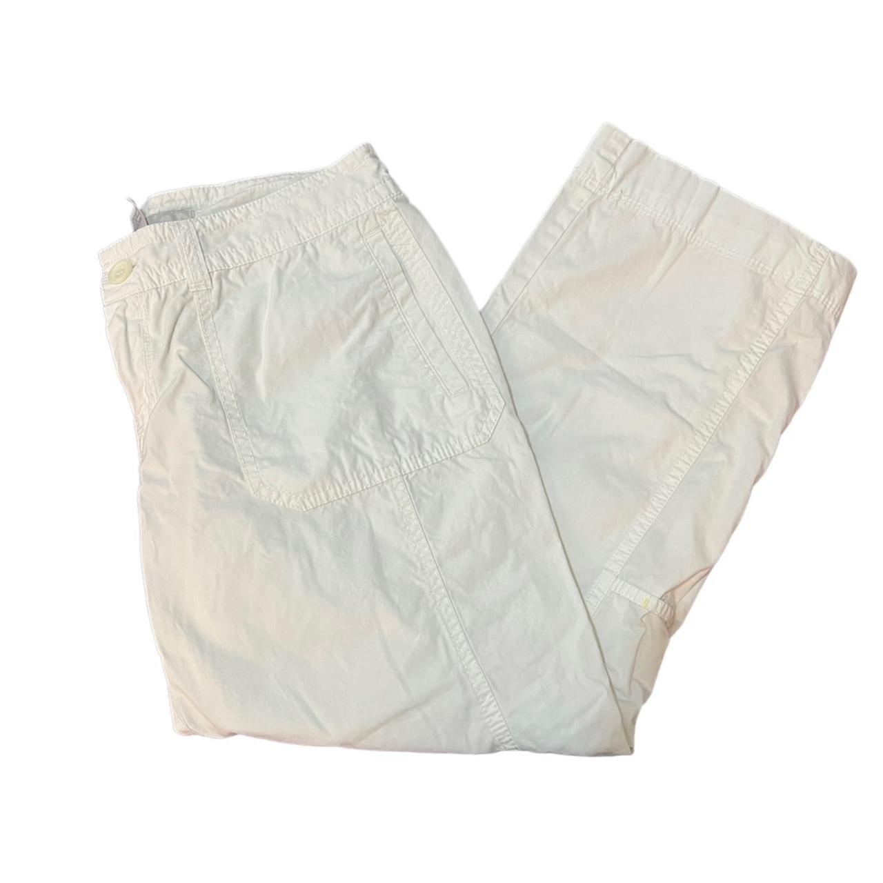 y2k 2000s Low Rise Baggy White Cargo Pants... - Depop