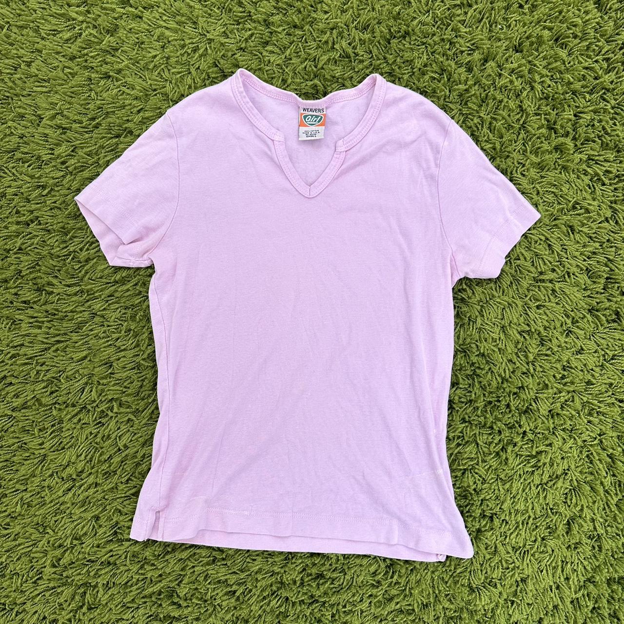 Baby pink v-neck baby tee. Size Small and made in... - Depop