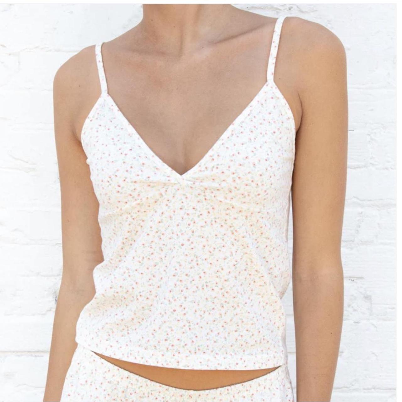 Brandy melville v neck floral amara tank top vest... Depop