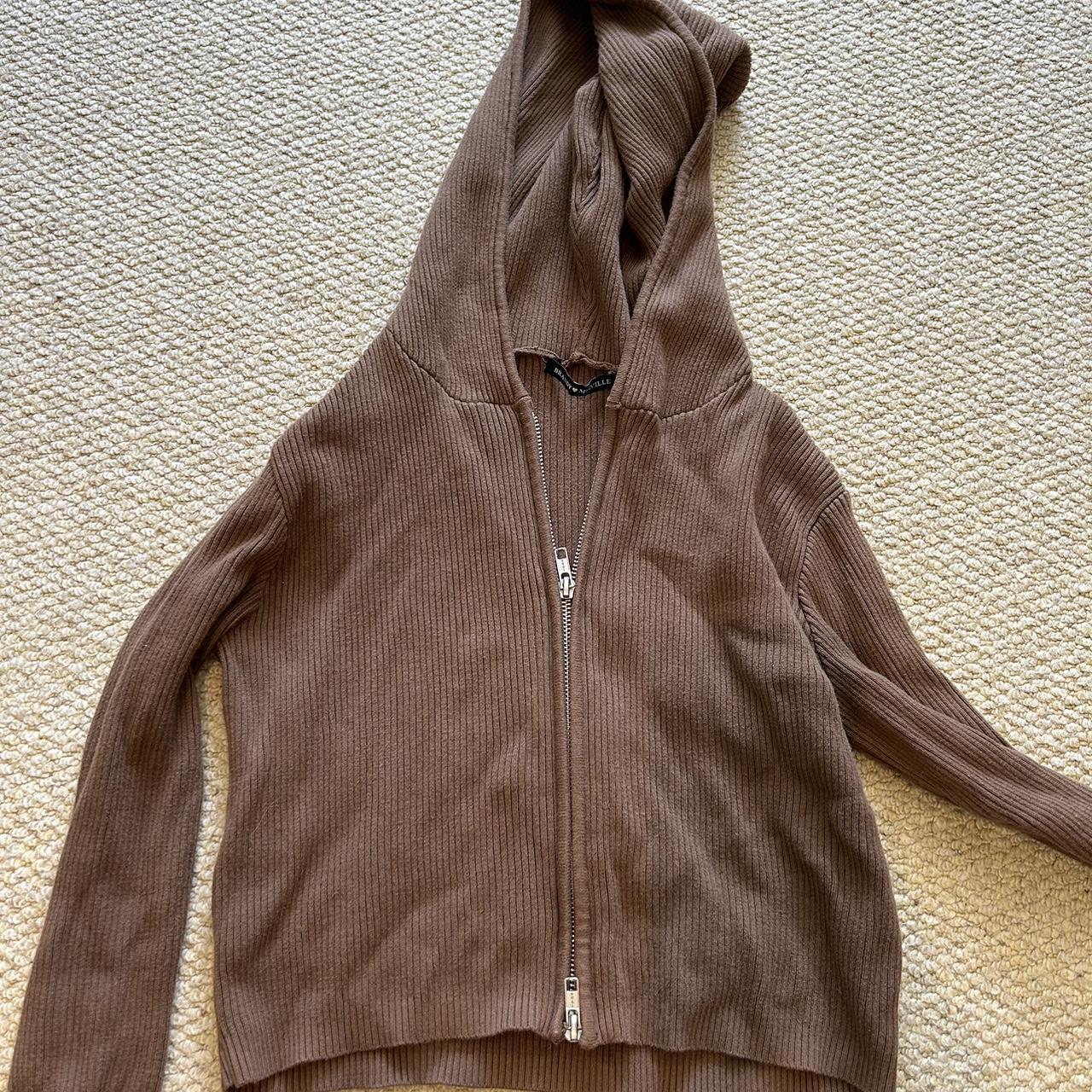 brandy melville brown zip up jumper good condition... Depop