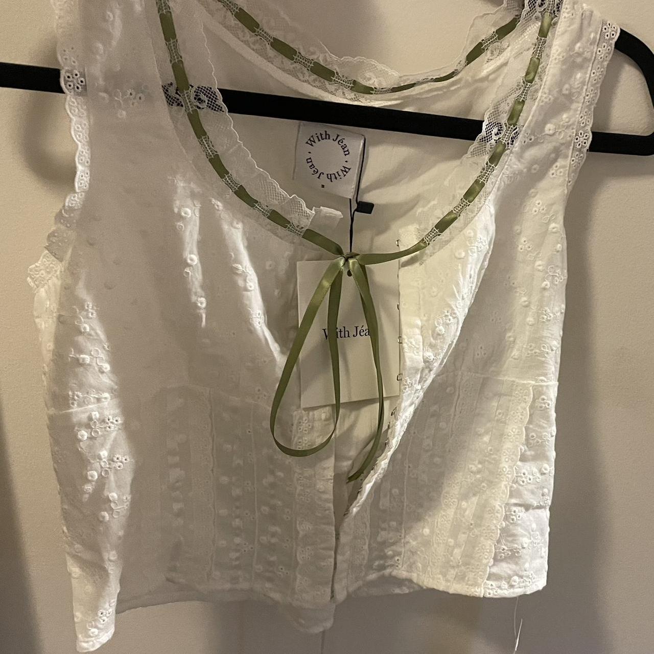 With Jéan Women's White and Green Blouse (4)