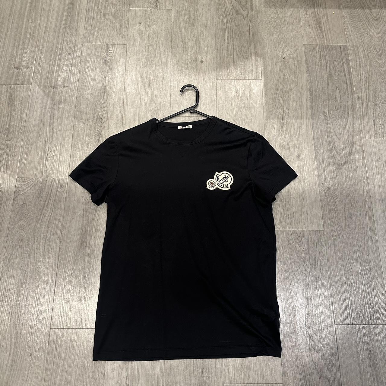 Navy double badge moncler t shirt Depop