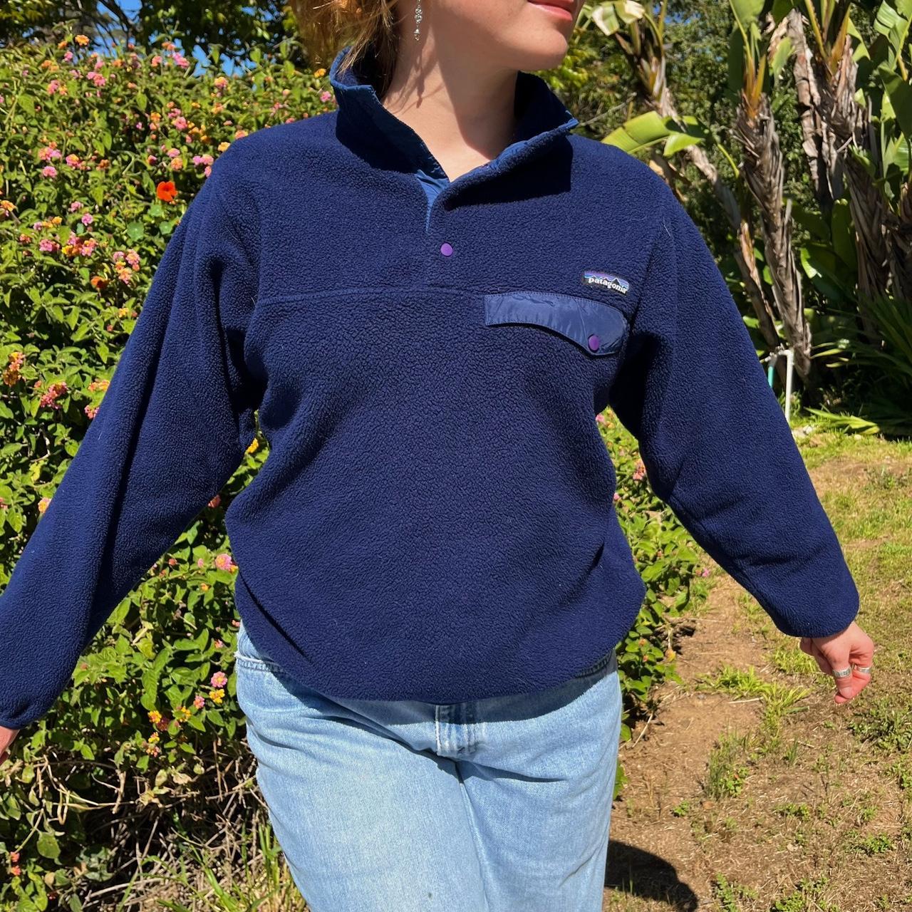 Patagonia Women's Blue and Purple Jacket Depop
