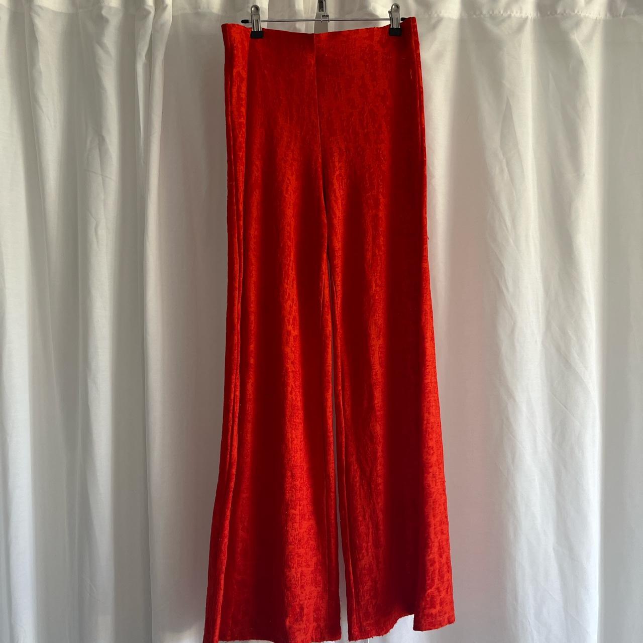 Zara Women's Orange and Red Trousers | Depop