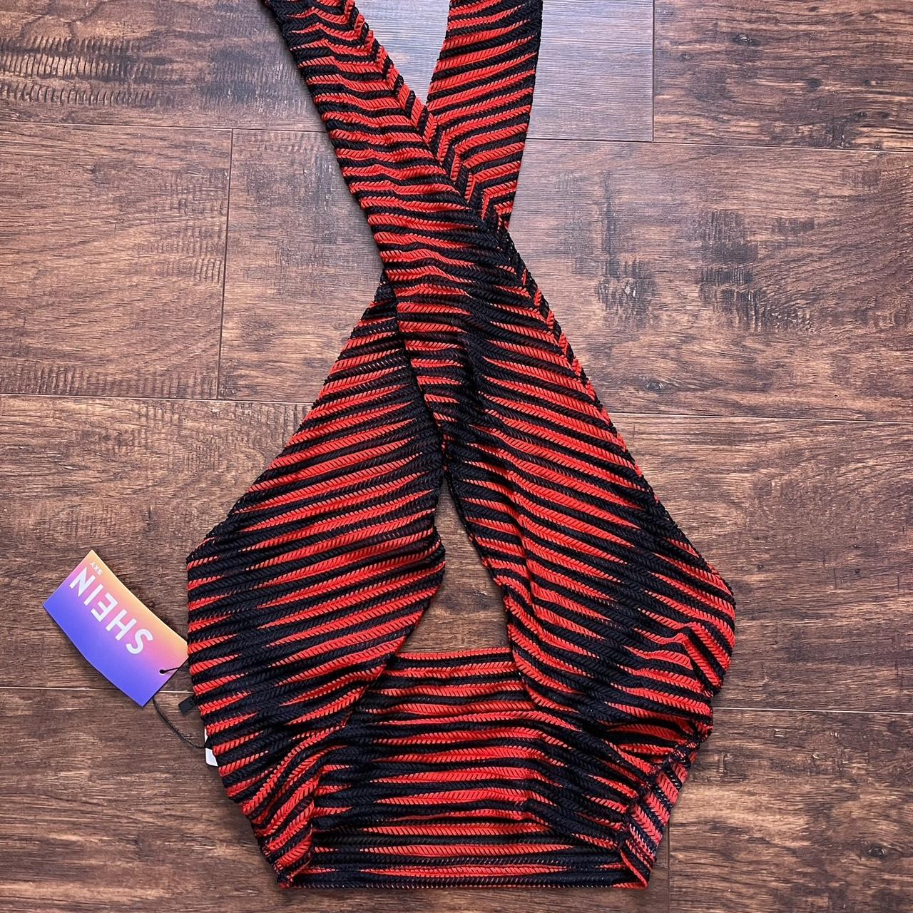 Hermes Women's Black and Red Crop-top | Depop