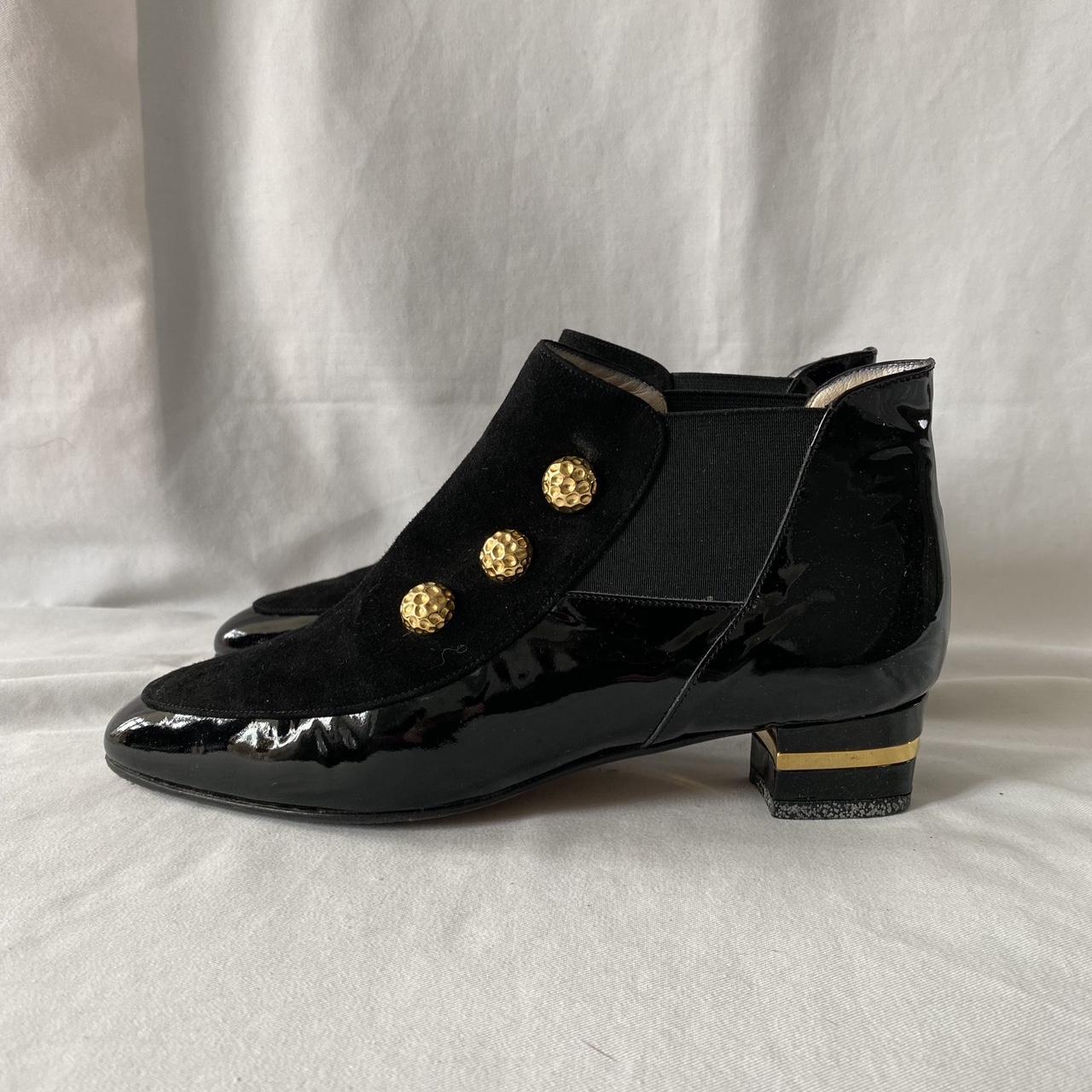 Vintage Bally Black Patent And Suede Victorian Style... - Depop