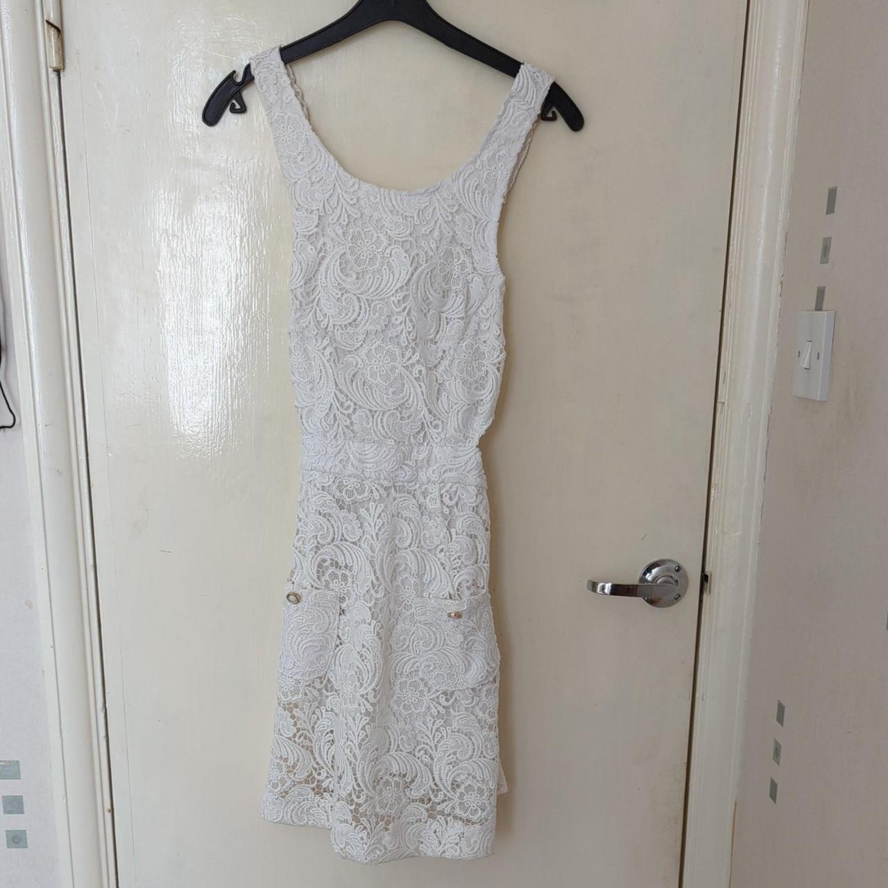 River Island White Lace Mini Dress With Waist Cut Depop