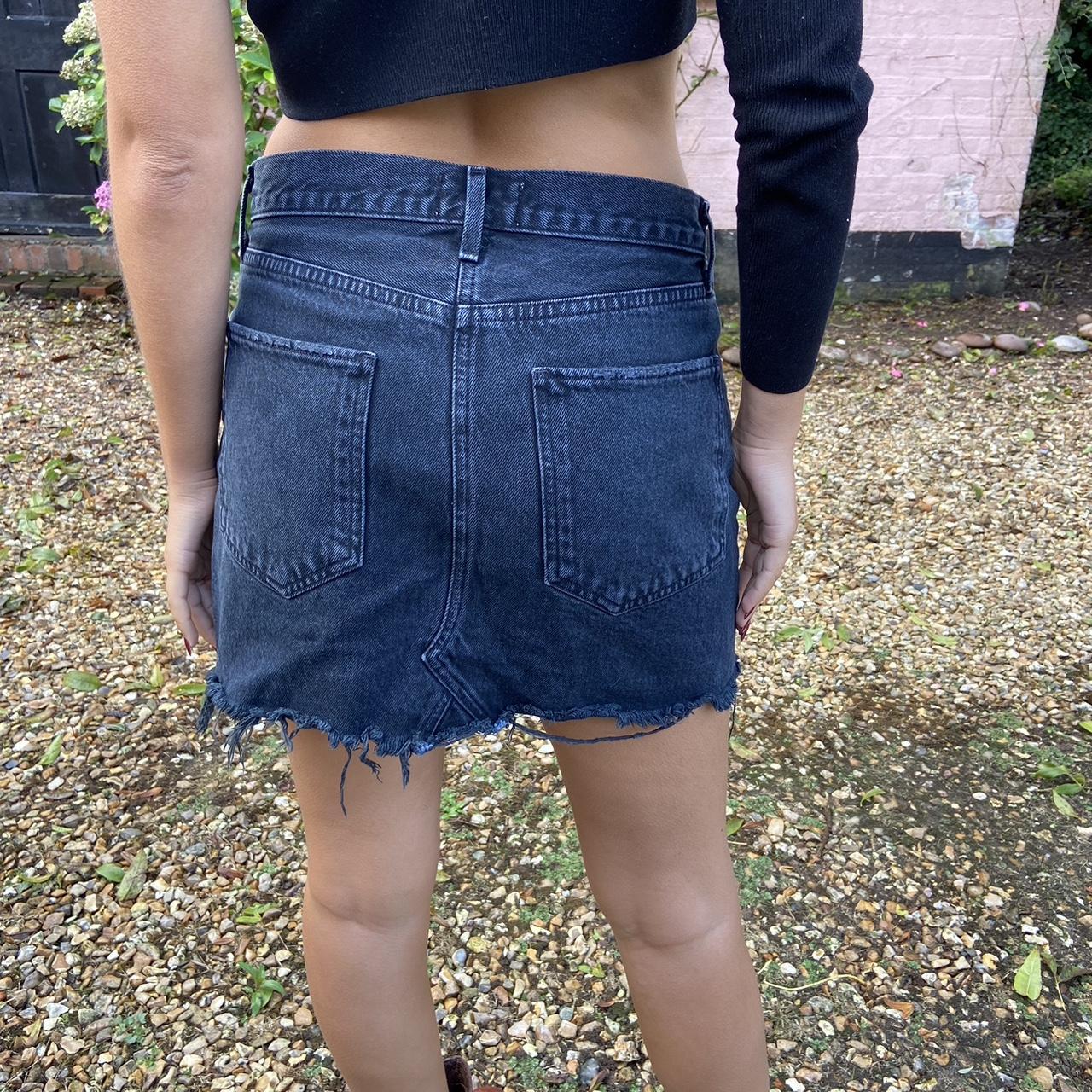 ミニスカート AGOLDE Mini Rib Denim Skirt Overdyed Black A30421207VAP A304 AGOLDE Denim Mini Skirt | Black | FARFETCH
