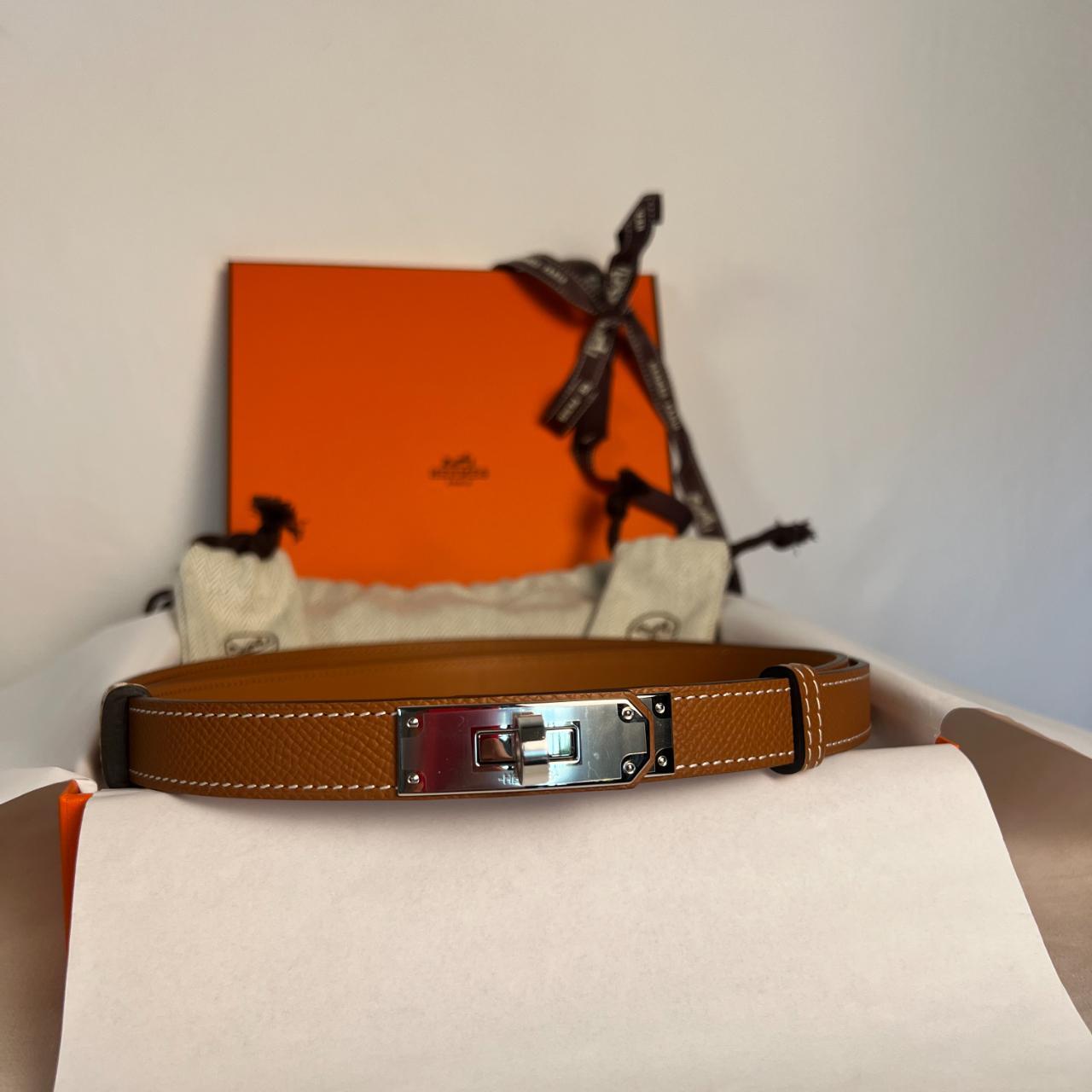 Authentic HERMES Kelly Belt. Gold Epsom leather with... - Depop