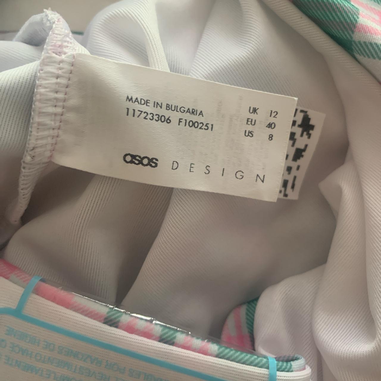 ASOS Design one piece swimsuit pink and green... - Depop