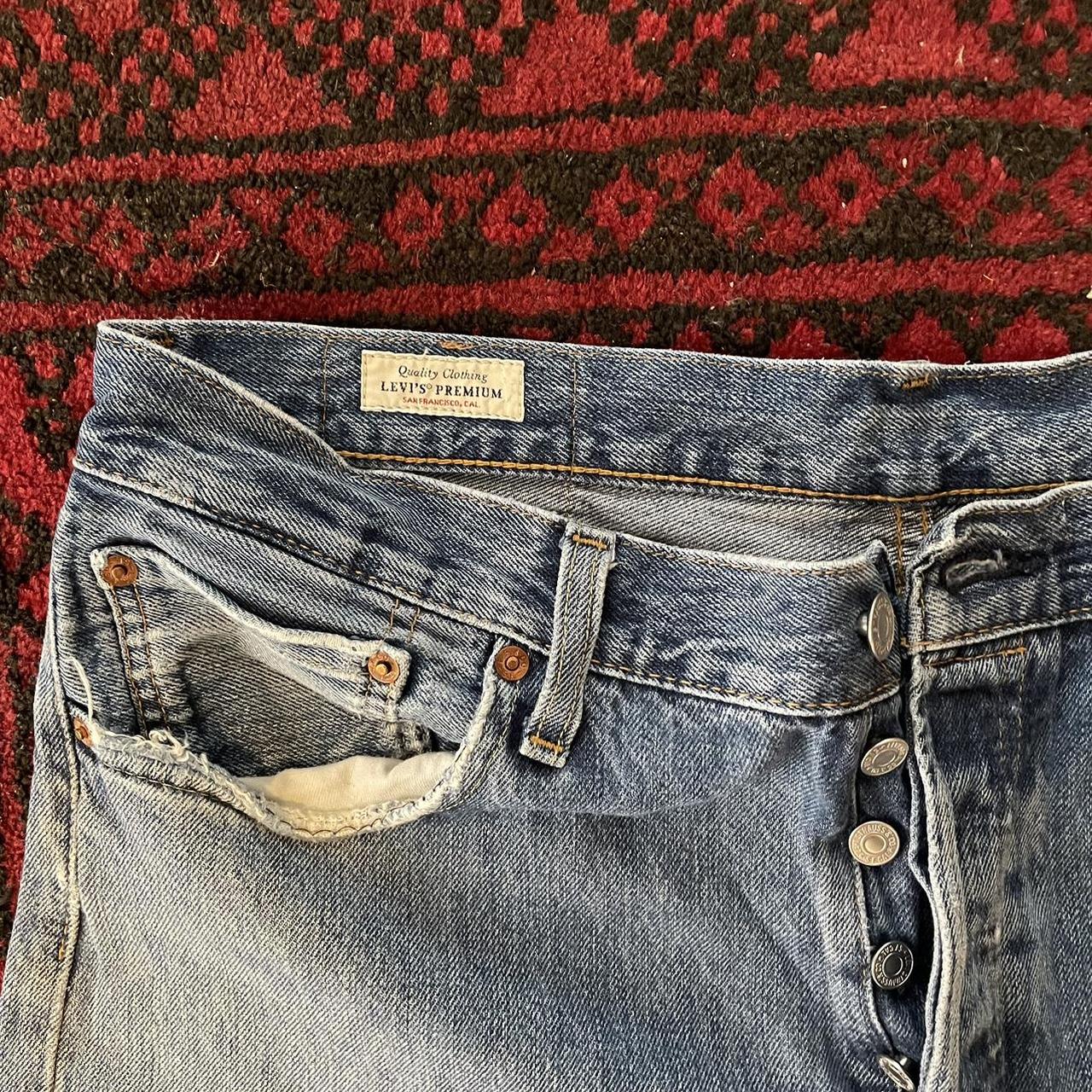 Levi’s 501 ripped straight jeans 34W 32L I’m... - Depop