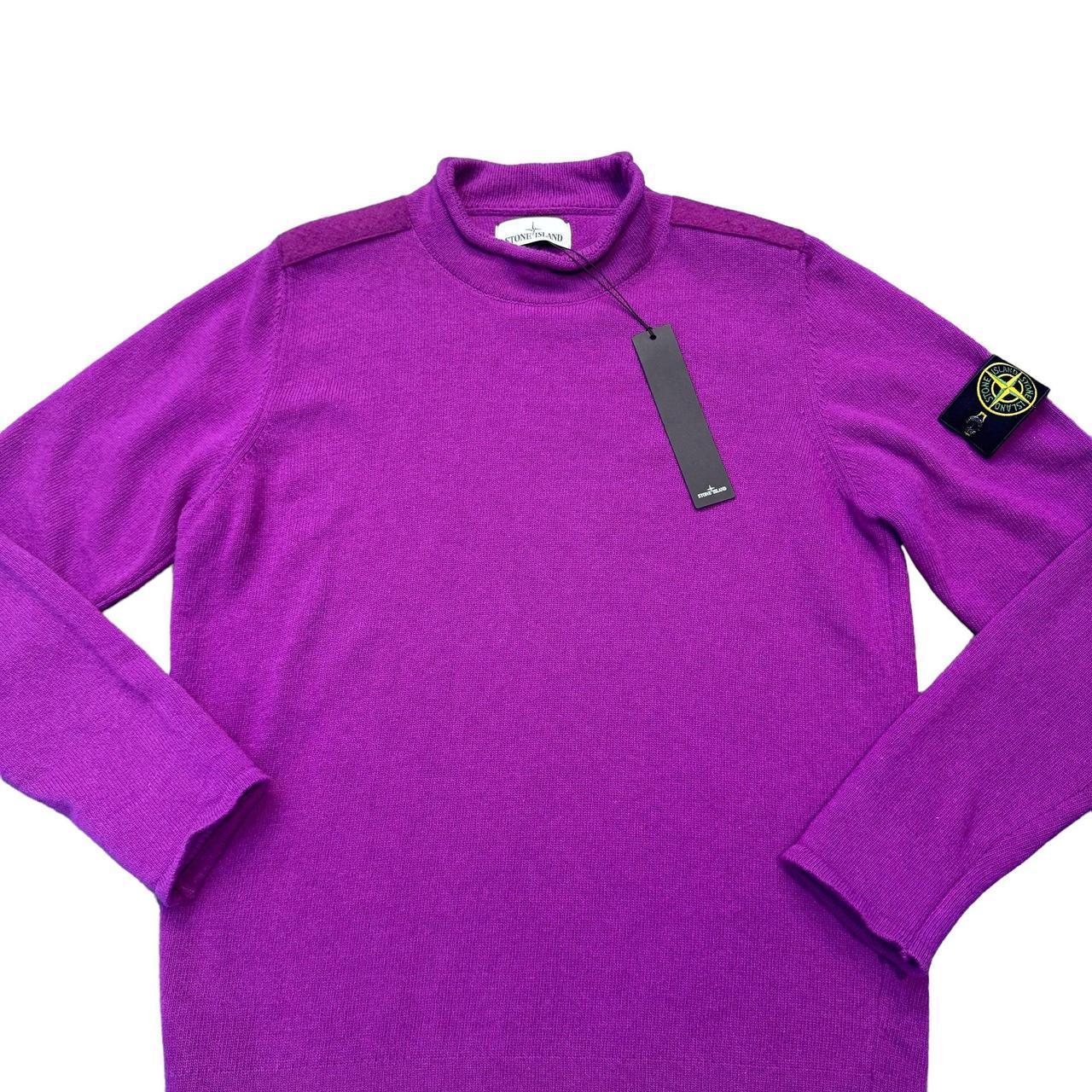 Stone Island Purple Lambswool Knitted High Neck