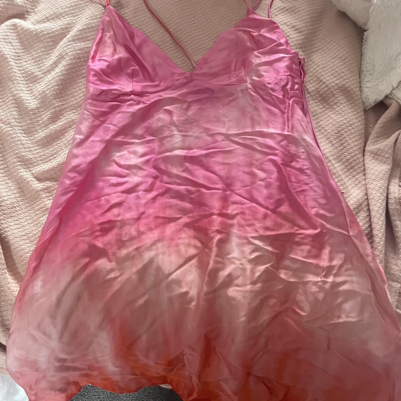Pink orange ombré zara dress Silk / satin like... Depop