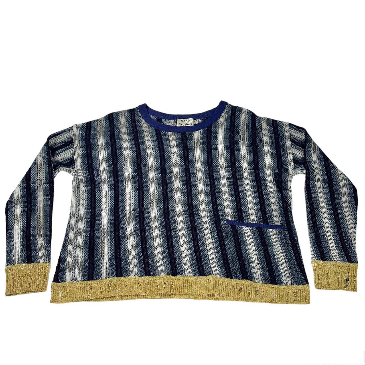 Acne Studios Boxy Striped Crop Knit Sweater Size... - Depop