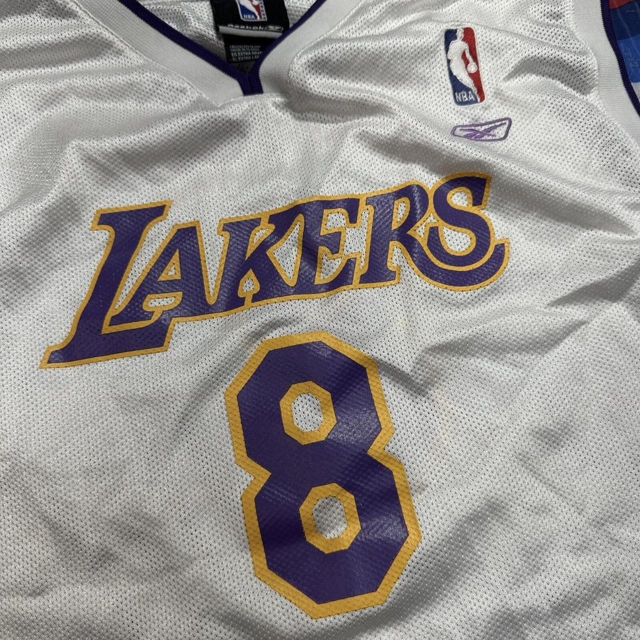 Los Angeles Lakers NBA Kobe Bryant #8 White Sunday Jersey Reebok Men's  MEDIUM