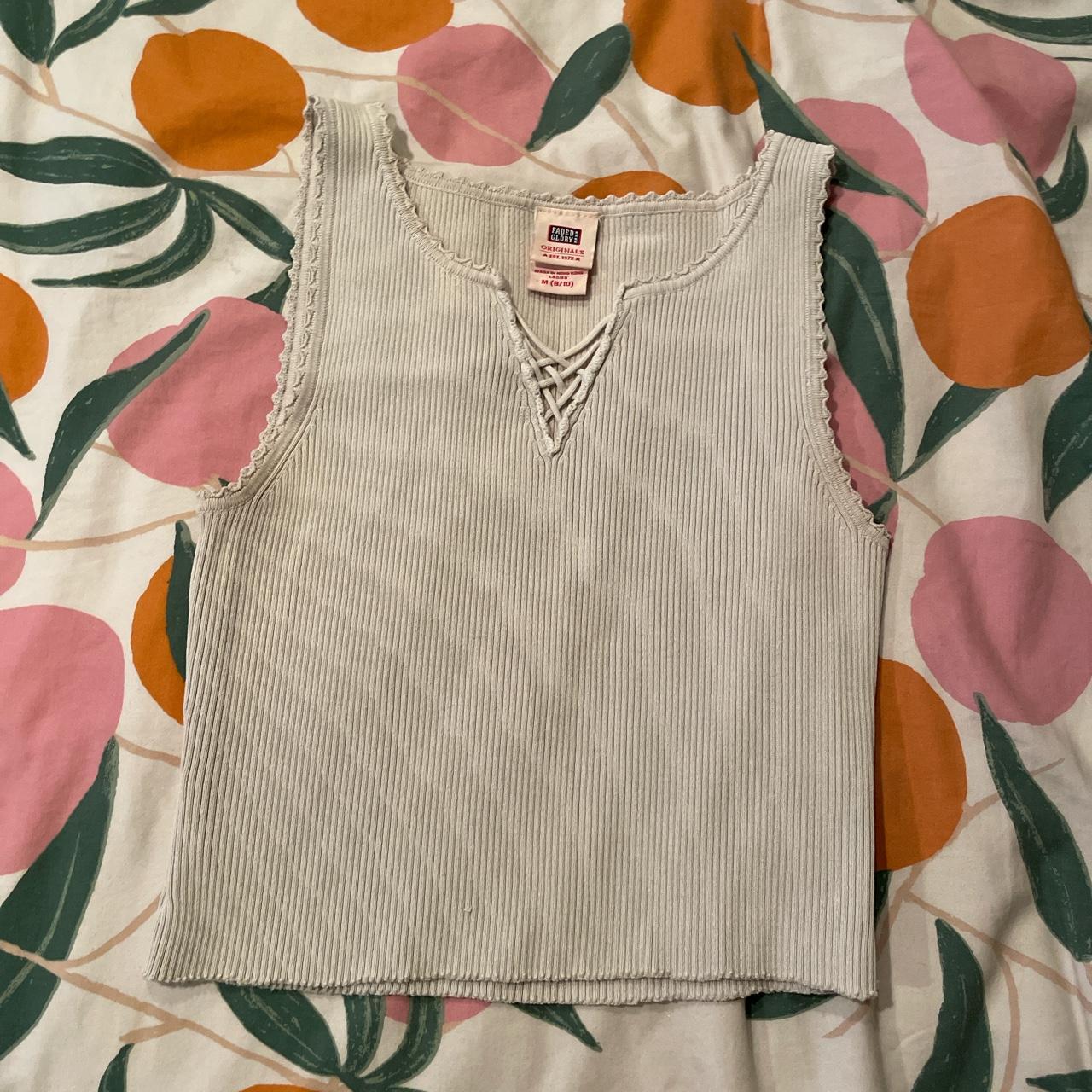 Cream Faded Glory Ribbed Tank Top Size M Fits Depop 4538