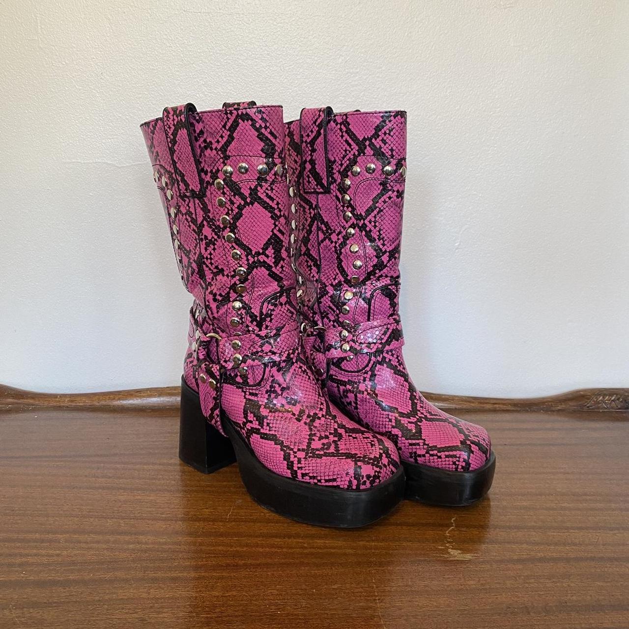 Pink snakeskin hot sale booties