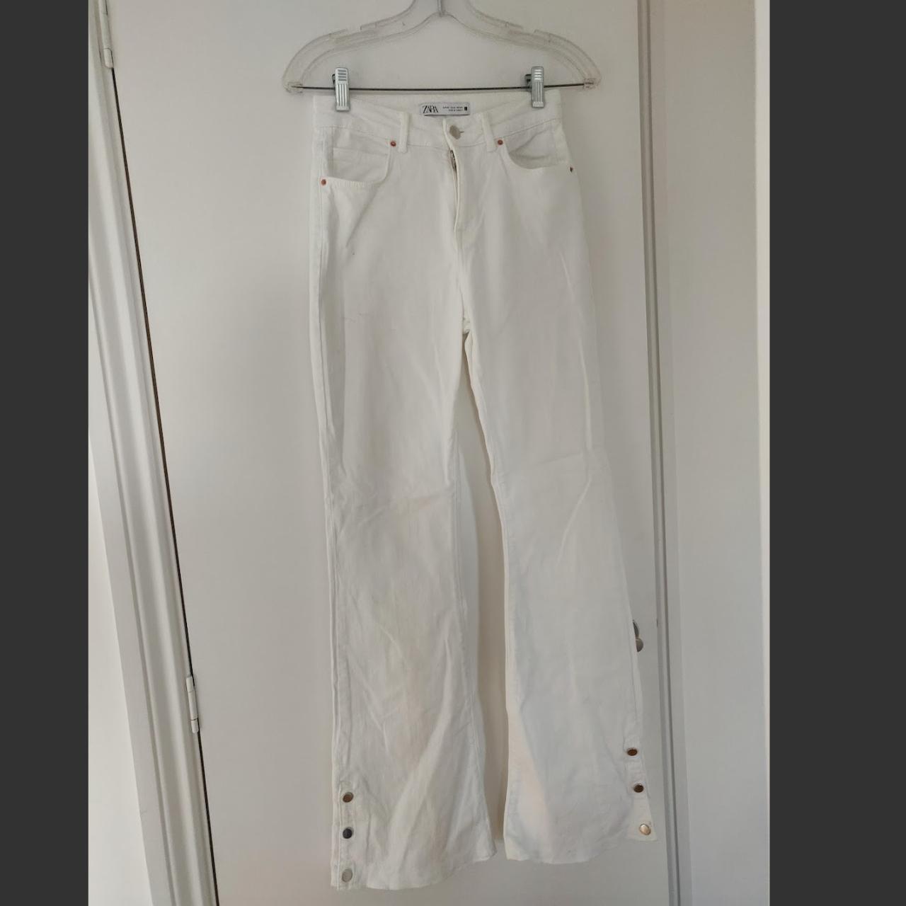 Zara white denim jeans, high waisted flared leg fit... - Depop