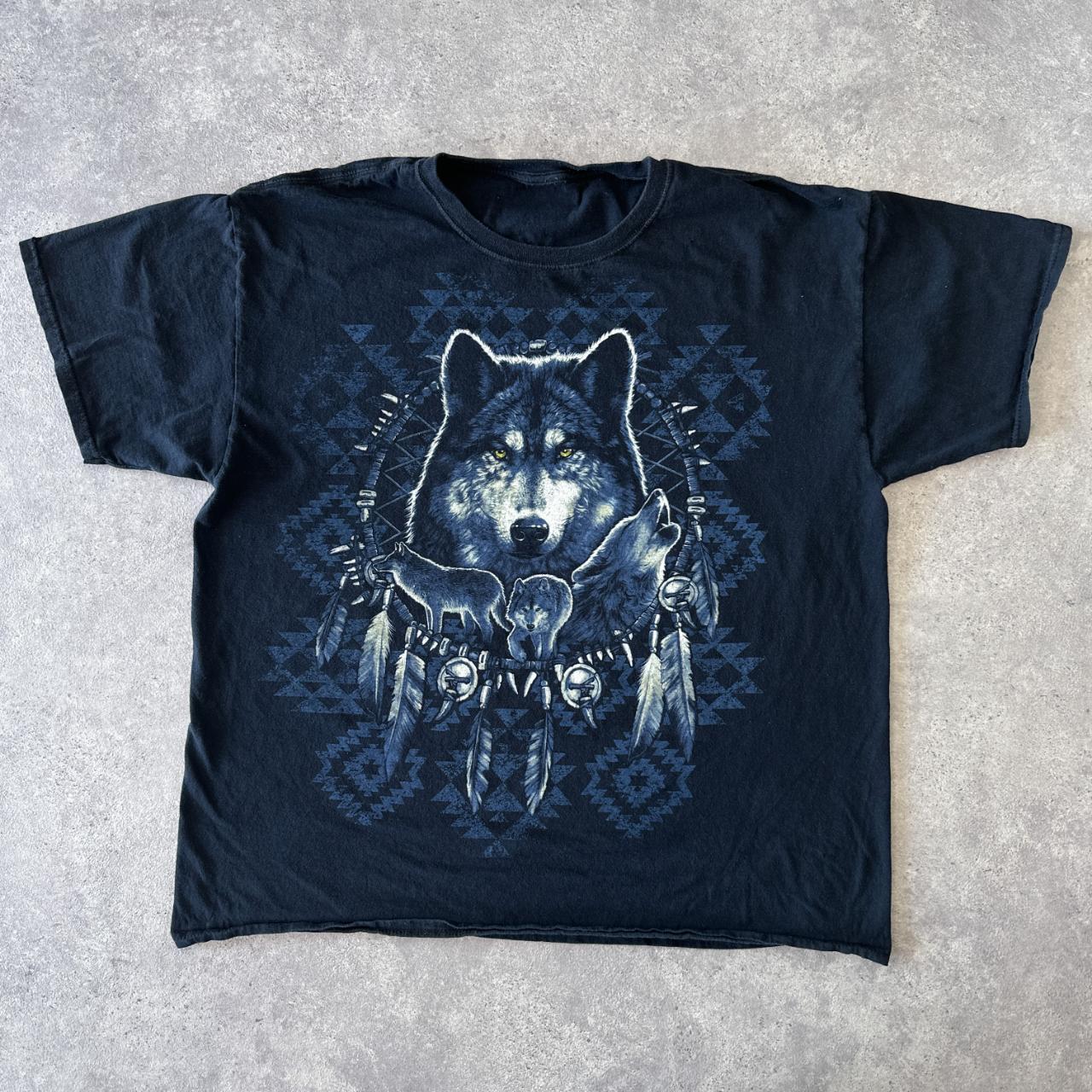 BLACK AMERICAN ANIMAL WILDLIFE WOLF T SHIRT ANIMAL... - Depop