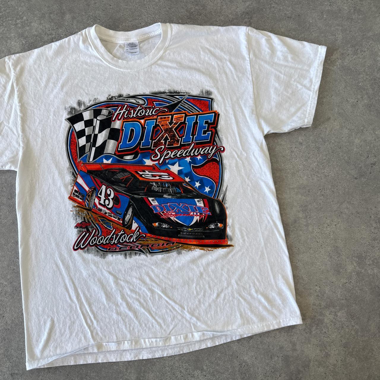 WHITE AMERICAN RACING T SHIRT USA GRAPHIC... - Depop