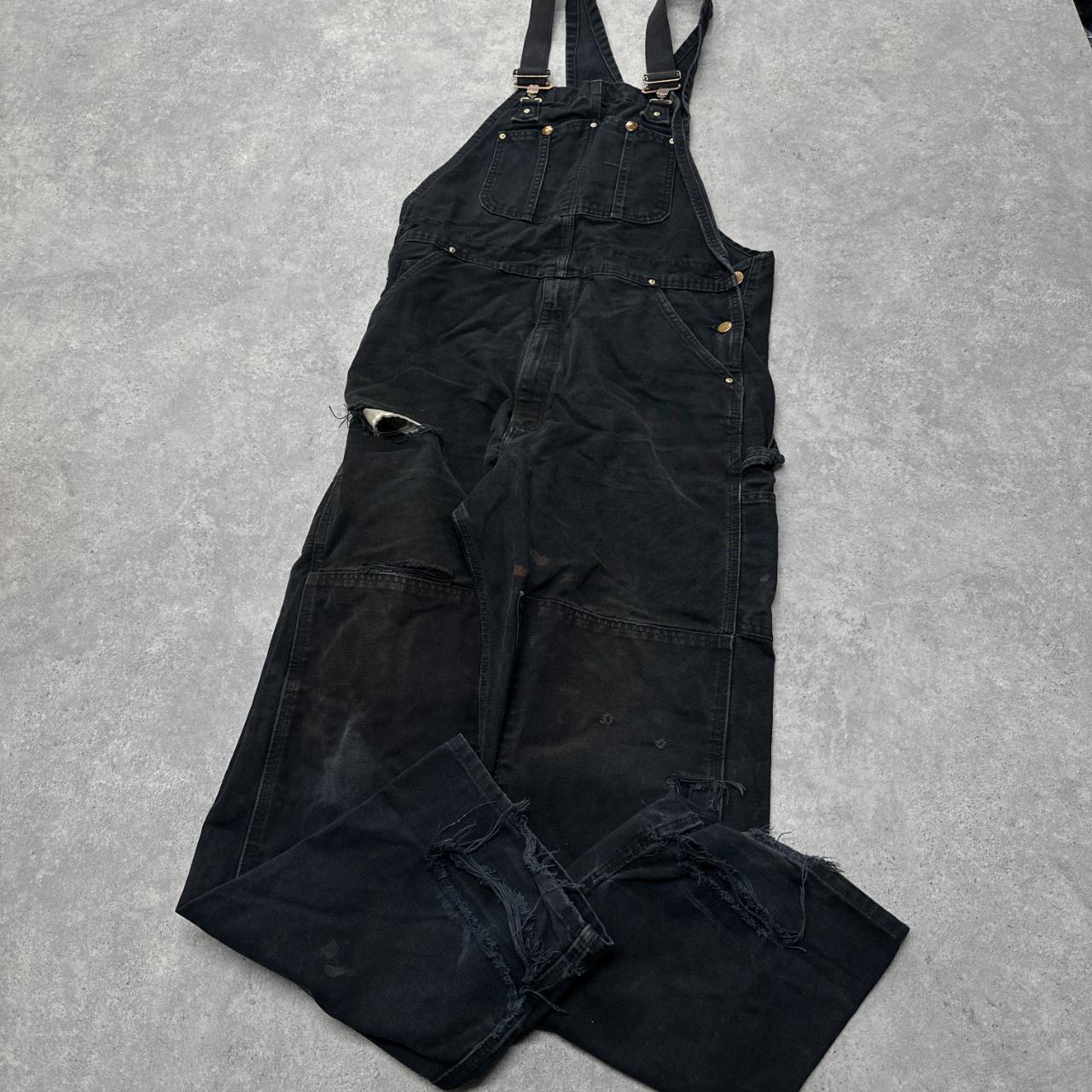 BLACK VINTAGE CARHARTT OVERALLS DUNGAREES WORKWEAR... Depop