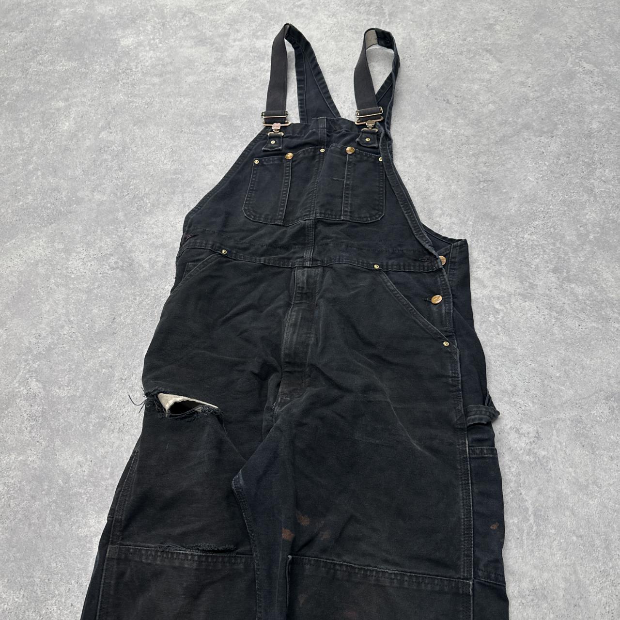 BLACK VINTAGE CARHARTT OVERALLS DUNGAREES WORKWEAR... Depop