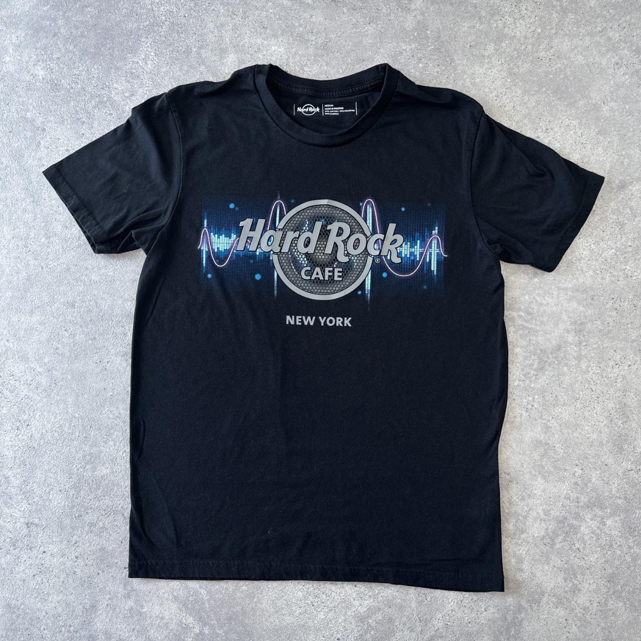 BLACK NEW YORK HARD ROCK CAFE T SHIRT USA GRAPHIC... - Depop