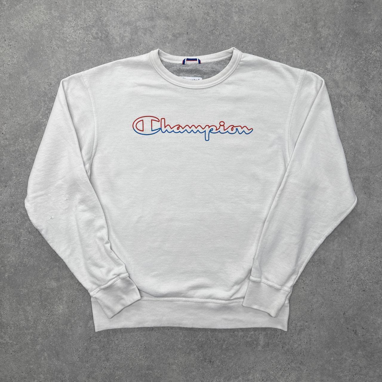 WHITE CHAMPION SWEATSHIRT Branded sweatshirt. This. Depop