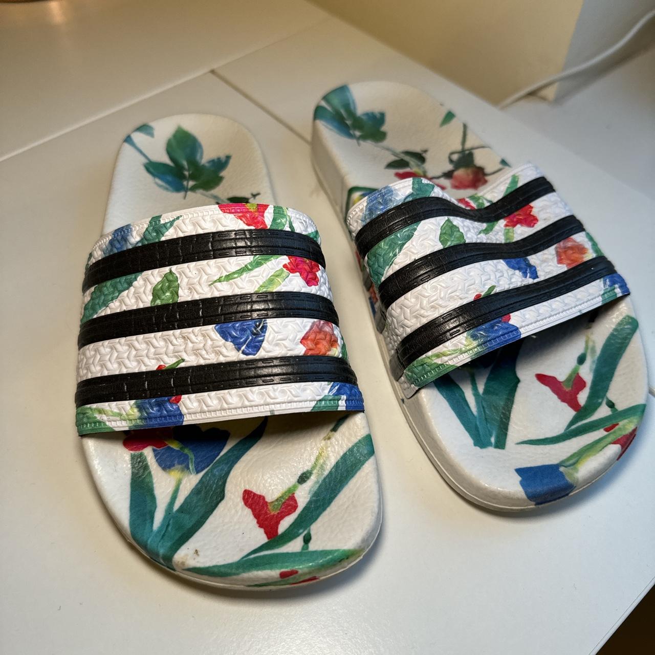 Flower adidas slides on sale