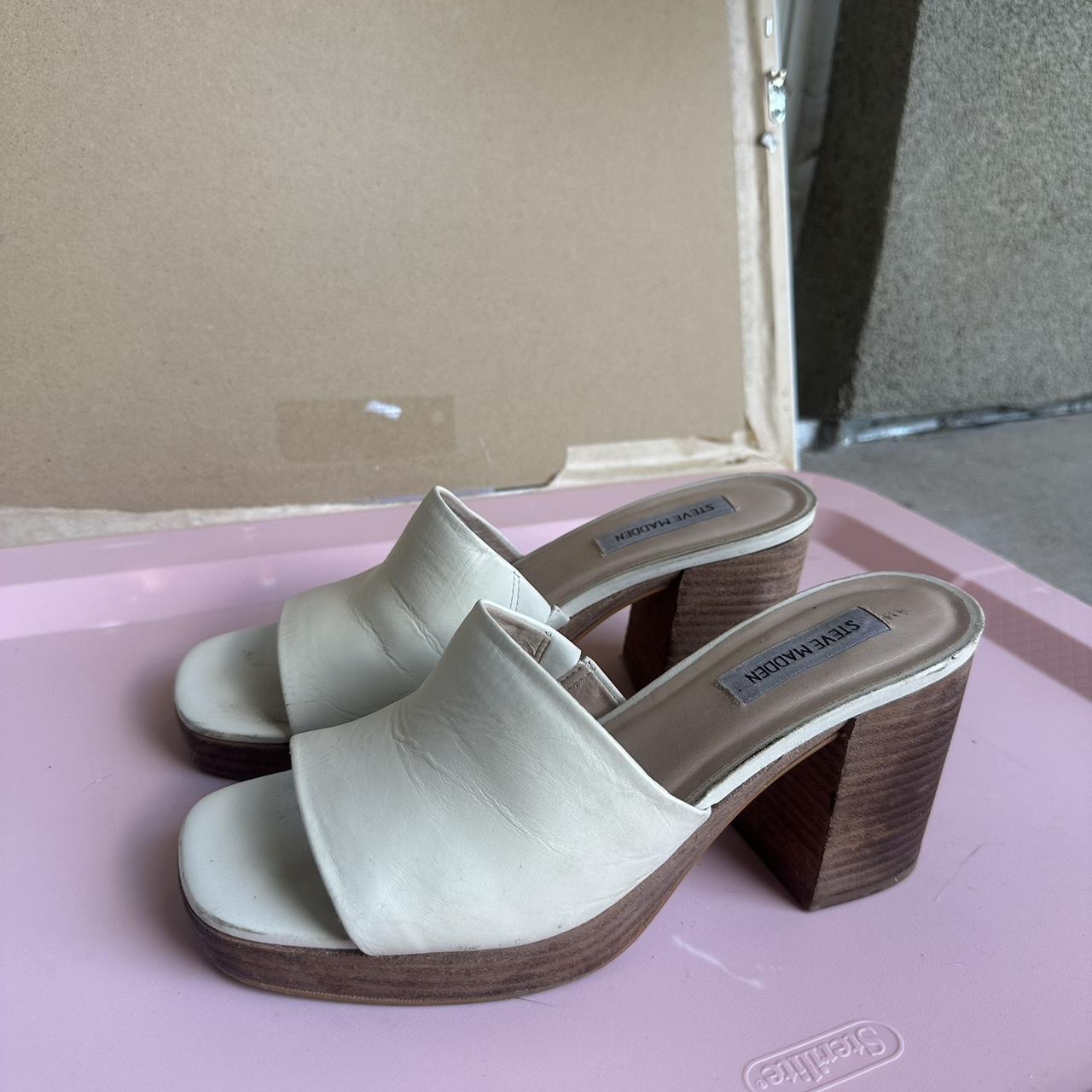 Steve Madden white and cream leather mules Depop