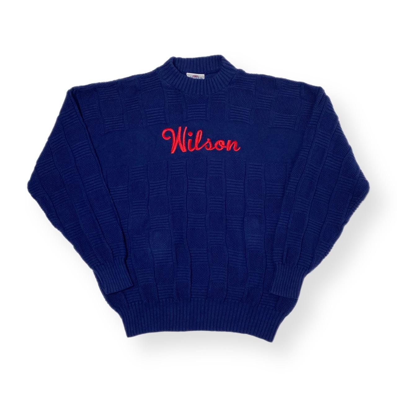 vintage 80s wilson sweater - blue red... - Depop